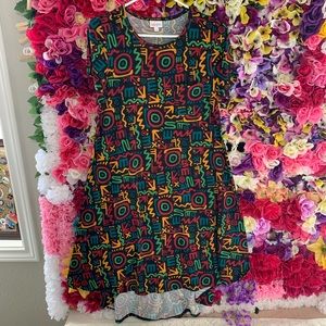 Lularoe tee shirt dress size small with bright patterns